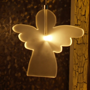 Leuchtanhänger LED Engel, gefrostet