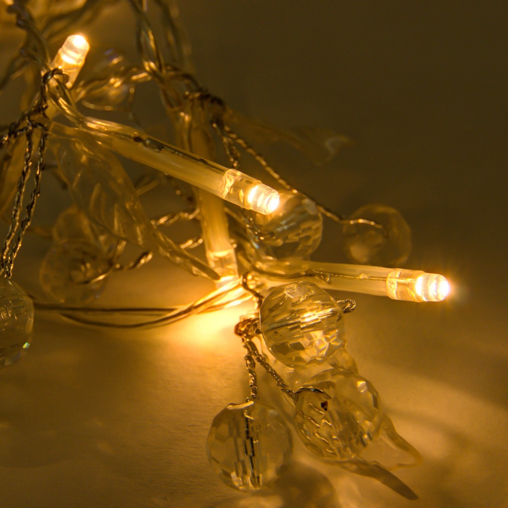 Lichterkette mit Kristallen, 10er LED warweiß von decoLED