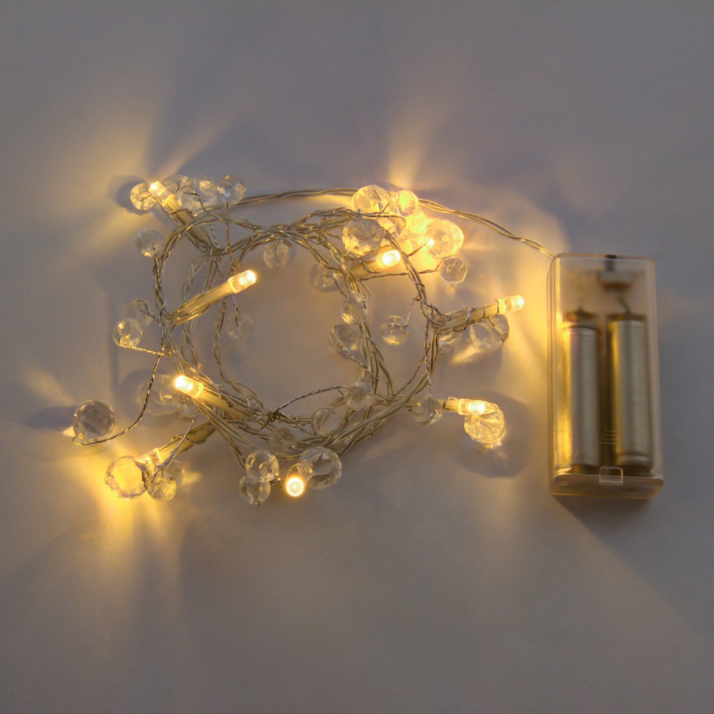 Lichterkette mit Kristallen, 10er LED warweiß von decoLED