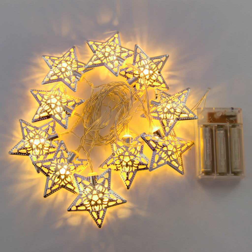 Lichterkette mit Sternen, 10er LED warmweiß decoLED.de