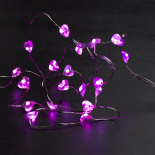 LED Lichterkette Batterie, pinken Herzen