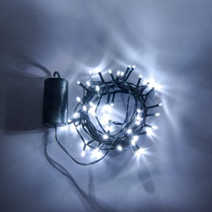 Lichterkette mit Batterie für außen, 50er LED, kaltweiß