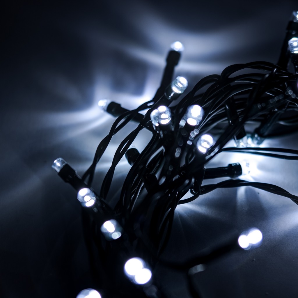 Lichterkette mit Batterie für außen, 20er LED, kaltweiß